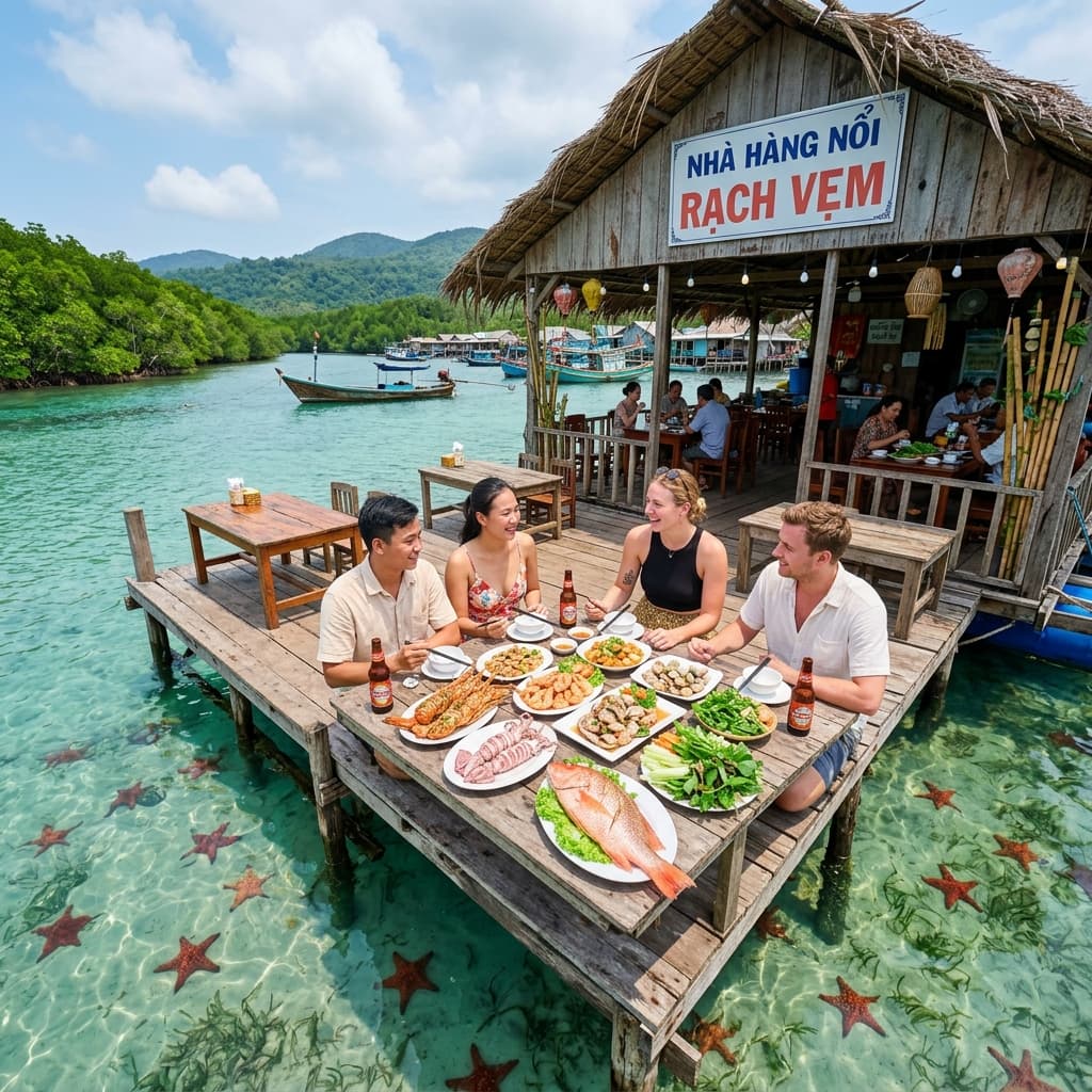 Ăn trưa trên nhà bè Rạch Vẹm